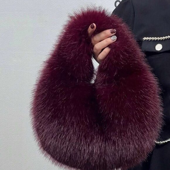 Fluffy burgundy bag - Picture 3 of 4
